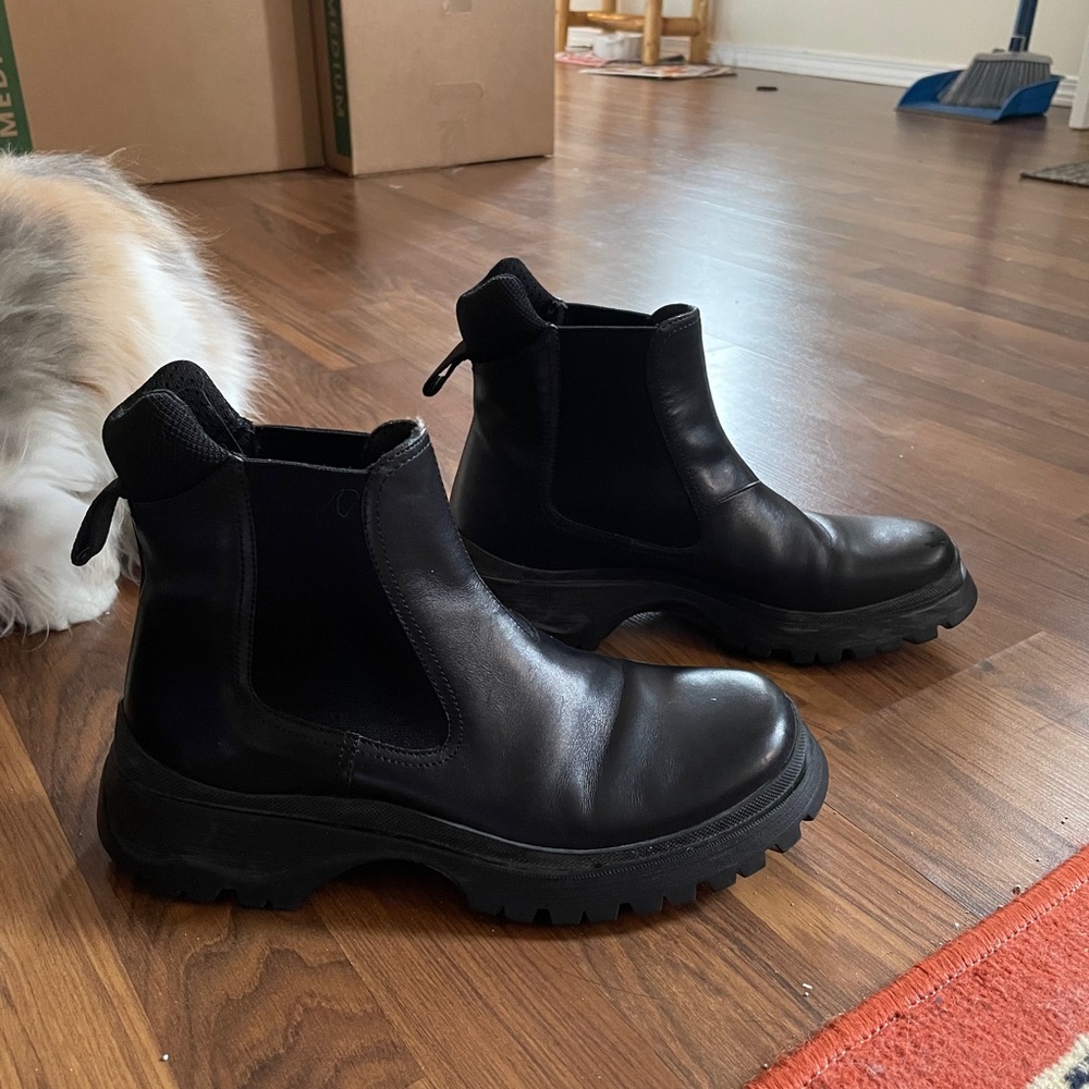 Prada black leather boots